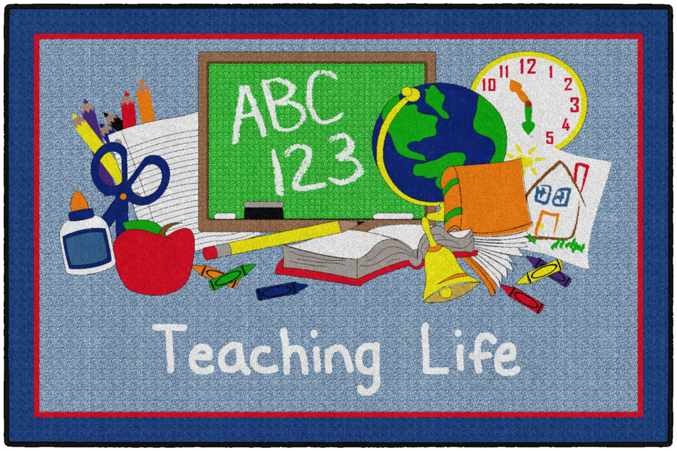 TEACHING LIFE - BLUE RECTANGLE CARPETS 4' x 6'
