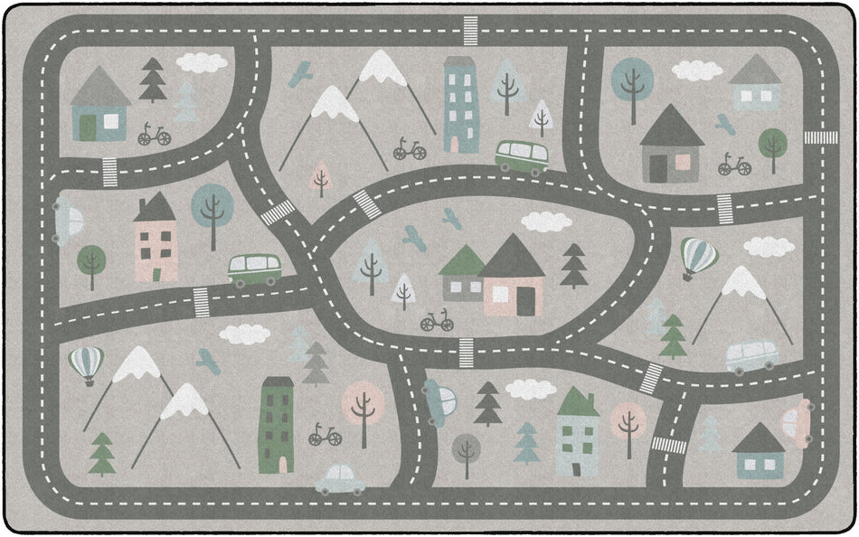 SILLY STREETS NEUTRAL RECTANGLE CARPETS 4' X 6'