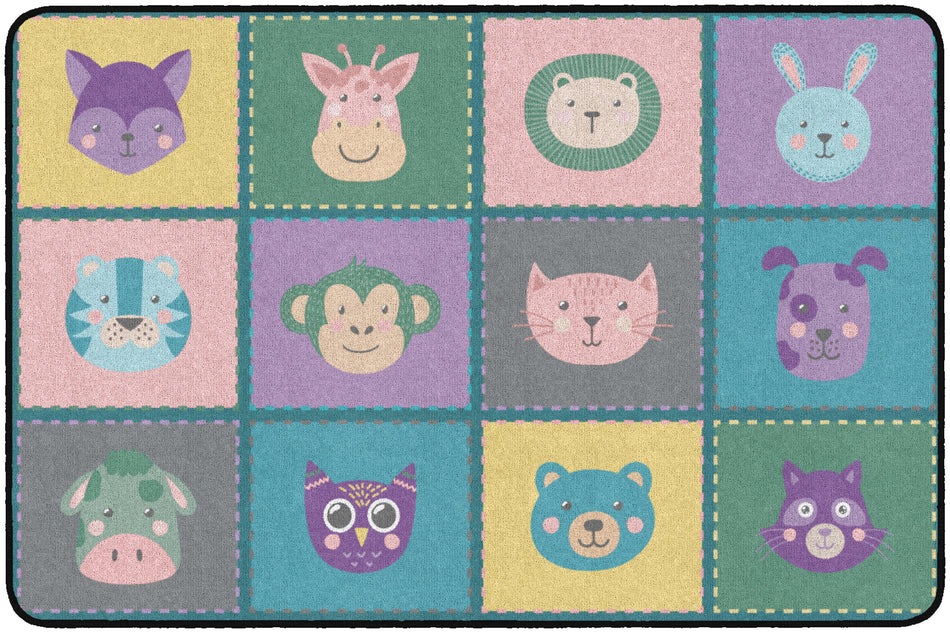 SOFT ANIMAL BLOCKS RECTANGLE CARPETS 4' x 6'