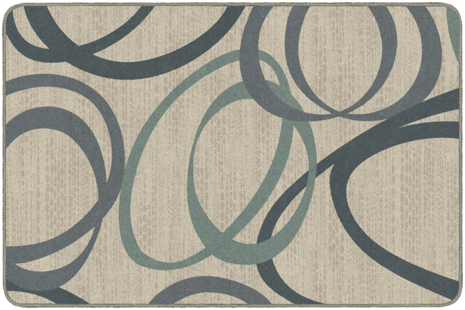 DUO NATURAL/BLUE RECTANGLE CARPETS 4' X 6'