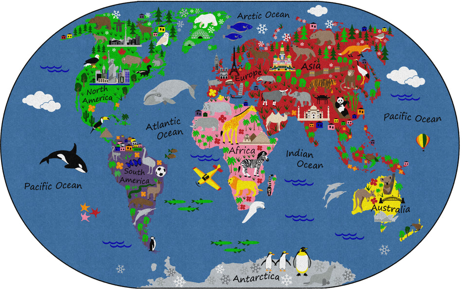 WORLD TRAVELER PRIMARY OVAL CARPETS 7'6 X 12'