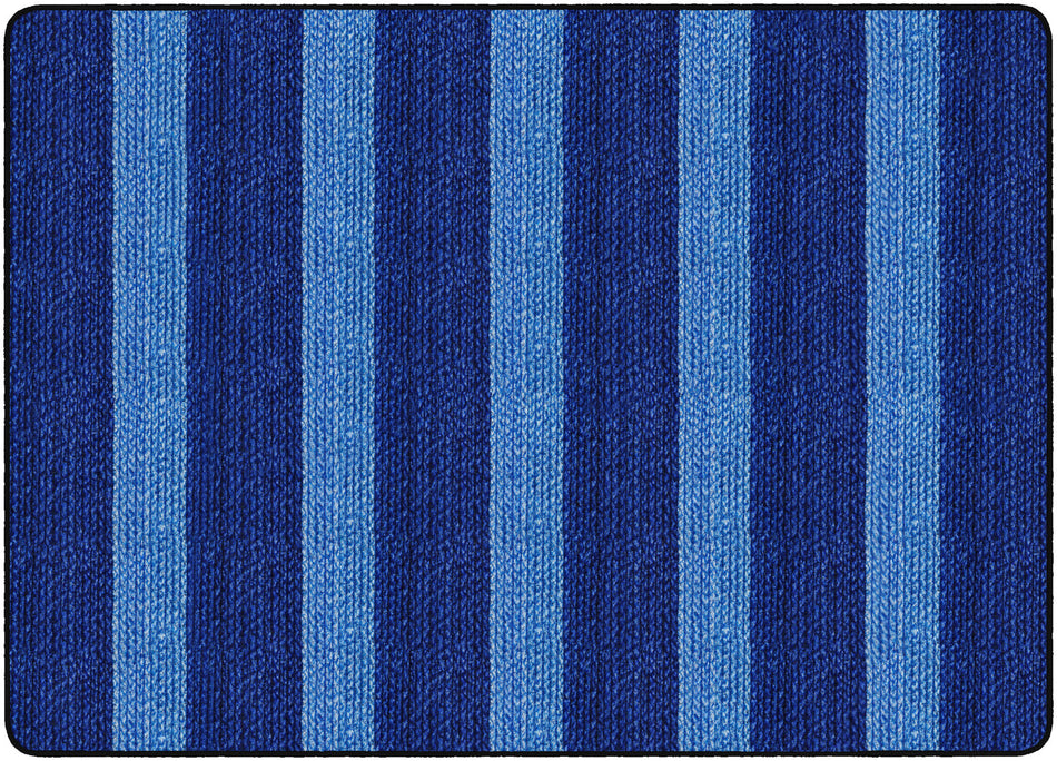 COZY BASKETWEAVE STRIPES/BLUE RECTANGLE CARPETS 6X8'4