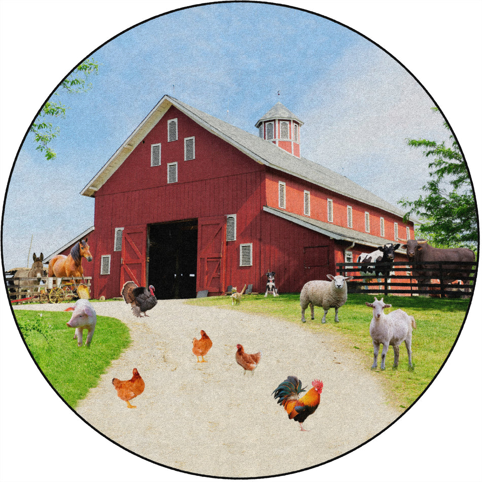 BARN ANIMALS ROUND CARPETS 6 FT RD
