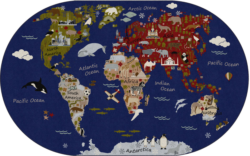 WORLD TRAVELER EARTH TONE OVAL CARPETS 7'6X12