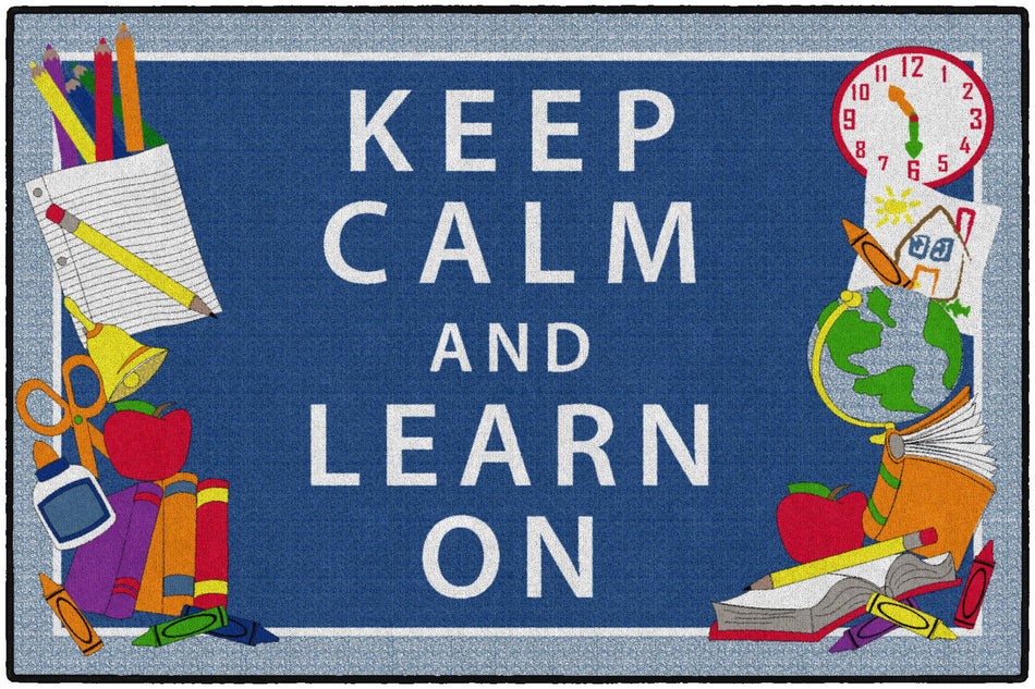 KEEP CALM & LEARN ON - BLUE RECTANGLE CARPETS 4' x 6'