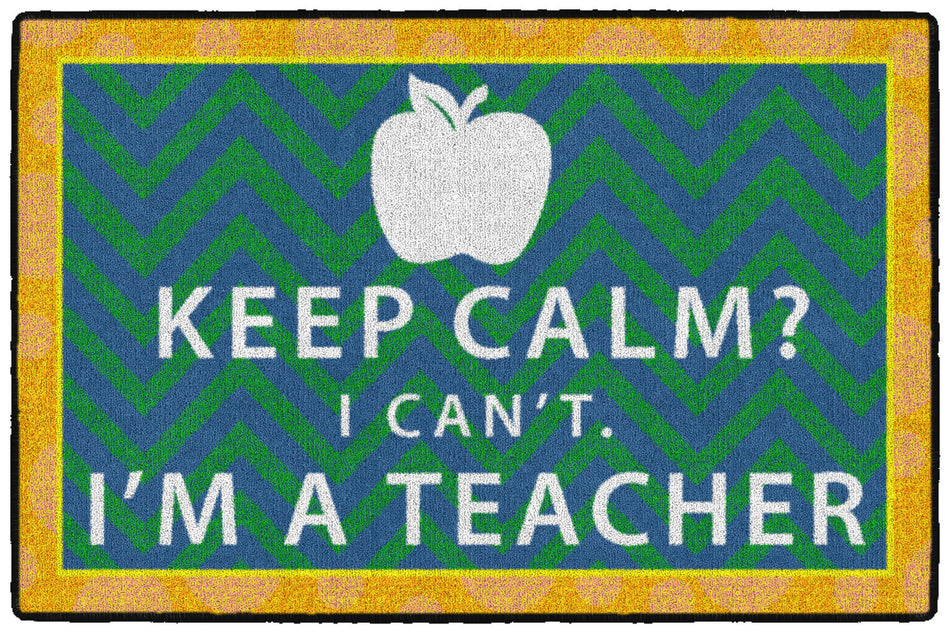 KEEP CALM? I CAN'T - ORANGE & BLUE RECTANGLE CARPETS 4' x 6'