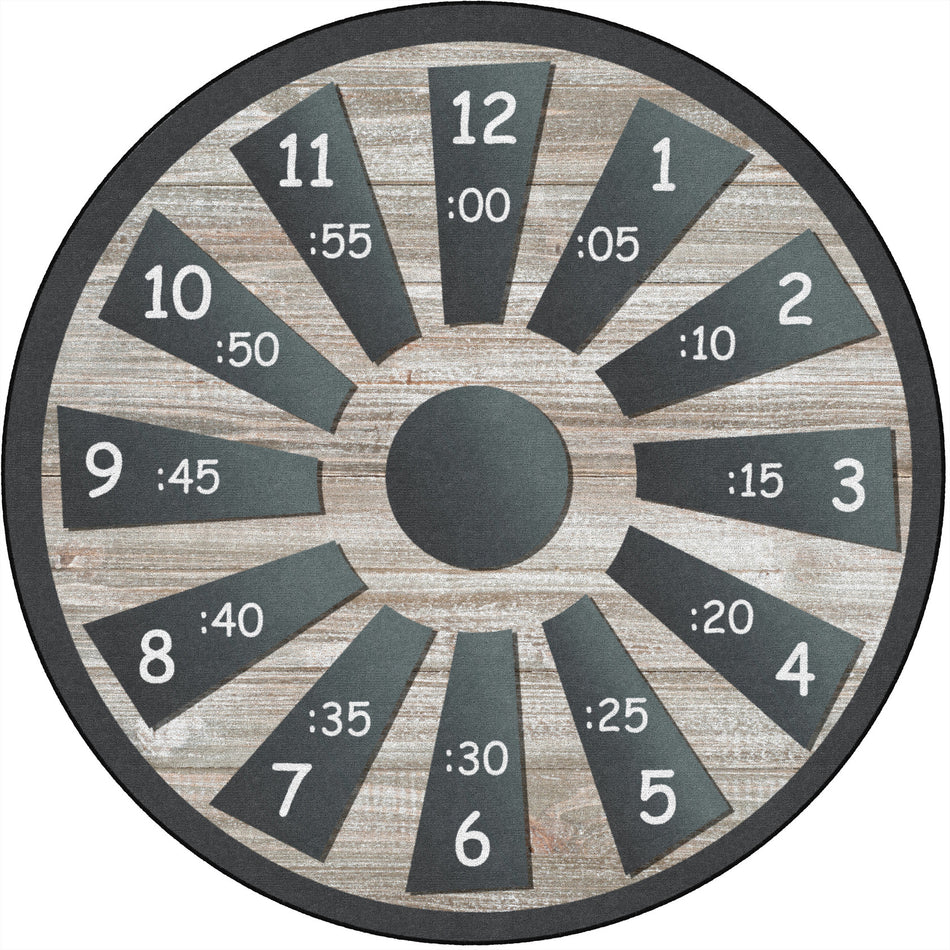 WHAT TIME WINDMILL GRAY ROUND CARPETS 6' RND