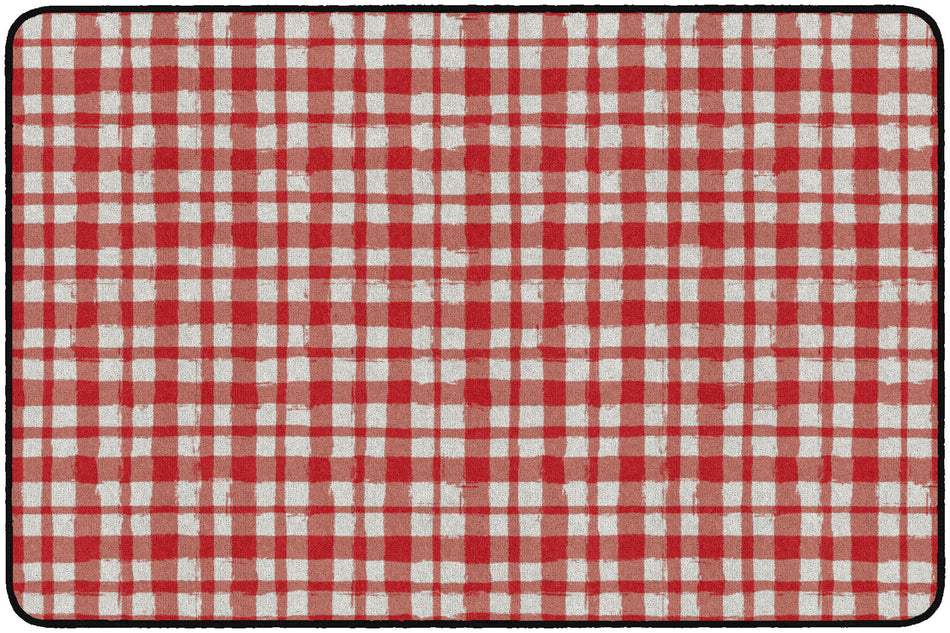 WATERCOLOR GINGHAM RED RECTANGLE CARPETS 4' X 6'