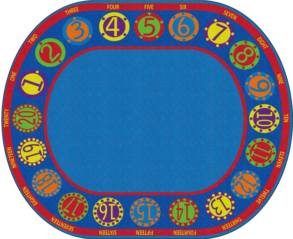 NUMBER CIRCLES OVAL CARPETS 10'6 x 13'2
