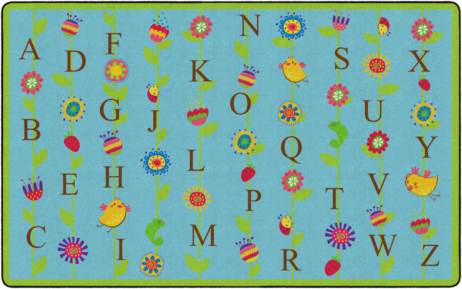BLOOMING ALPHABET BLUE RECTANGLE CARPETS 7'6 x 12'