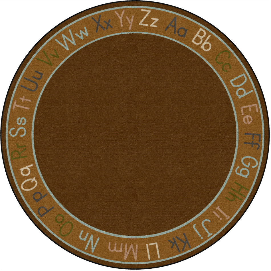 ALPHABET EARTH TONE ROUND CARPETS 6'RND