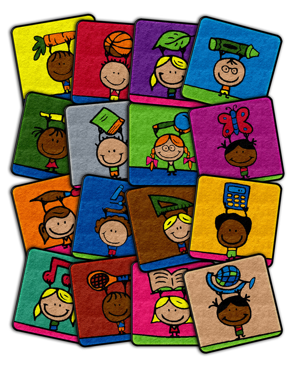 SCHOOL KIDS SQUARES SQUARE CARPETS 16" X 16"