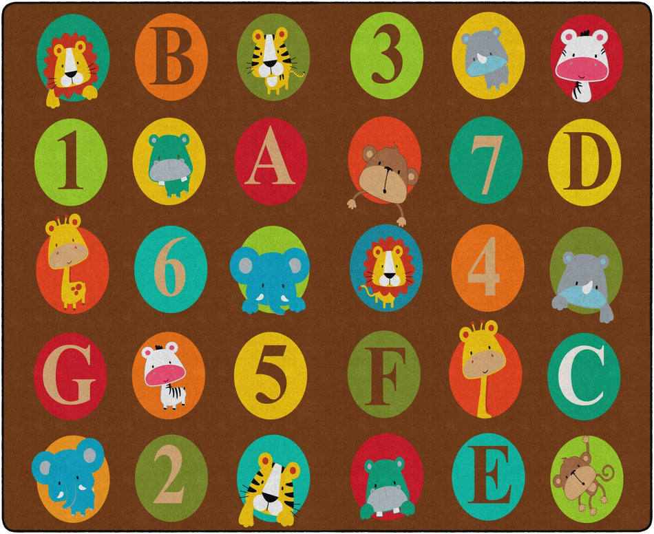 ABC AND 123 ANIMALS (DARK) (Seats 30) RECTANGLE CARPETS 10'6 x 13'2