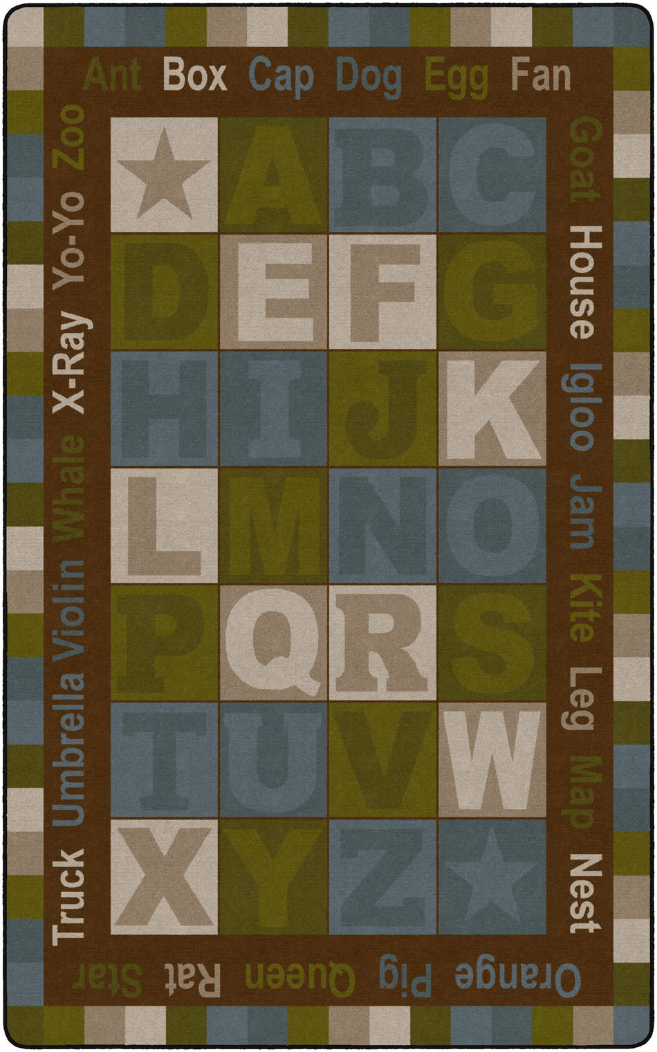 ABC WORDS ( TRANQUILITY) RECTANGLE CARPETS 7' 6" x 12'