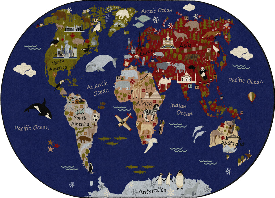 WORLD TRAVELER EARTH TONE OVAL CARPETS 6' X 8'4