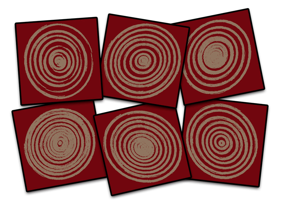 CIRCLES BRICK (SET OF 6) SQUARE CARPETS 15" X 15"