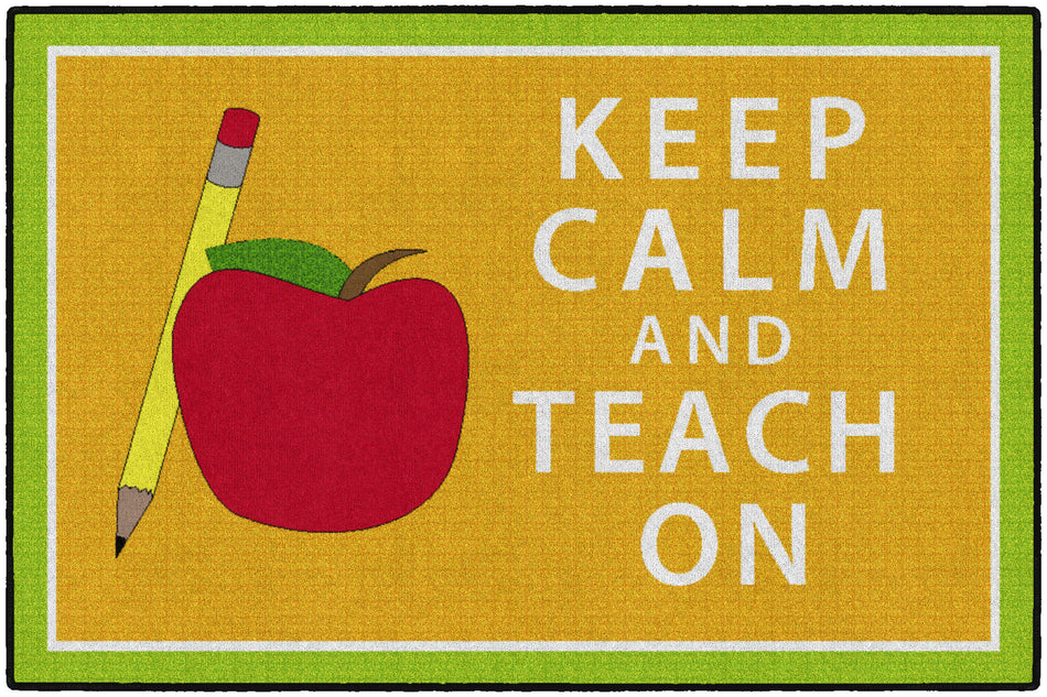 KEEP CALM & TEACH ON - ORANGE & GREEN RECTANGLE CARPETS 4' x 6'