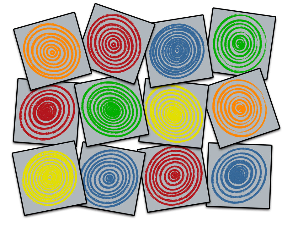 CIRCLES GREY MULTI (SET OF 12) SQUARE CARPETS 15" X 15"