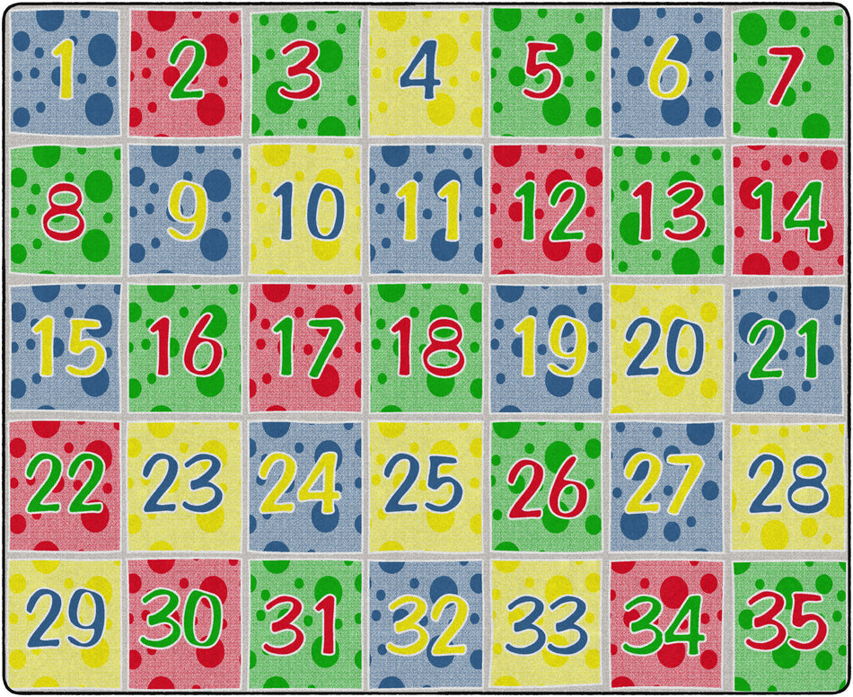NUMBER SPOTS SOFT PRIMARY (Seats 35) RECTANGLE CARPETS 10'6 x 13'2