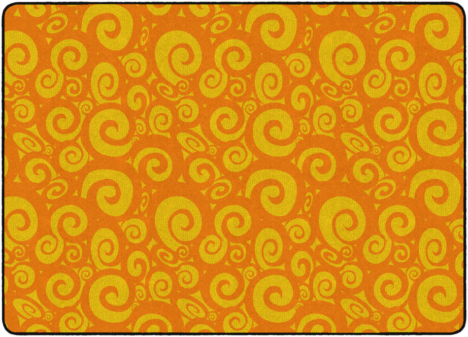 SWIRL TONE ON TONE ORANGE RECTANGLE CARPETS 6X8'4