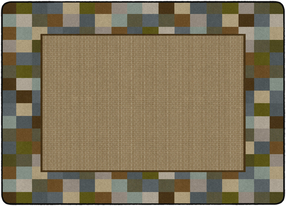 BORDER BLOCKS TEAL RECTANGLE CARPETS 6' x 9'