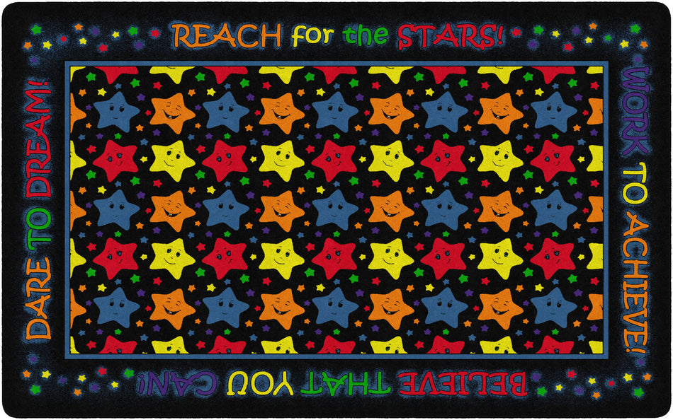 REACH FOR THE STARS BLACK RECTANGLE CARPETS 7' 6" x 12'