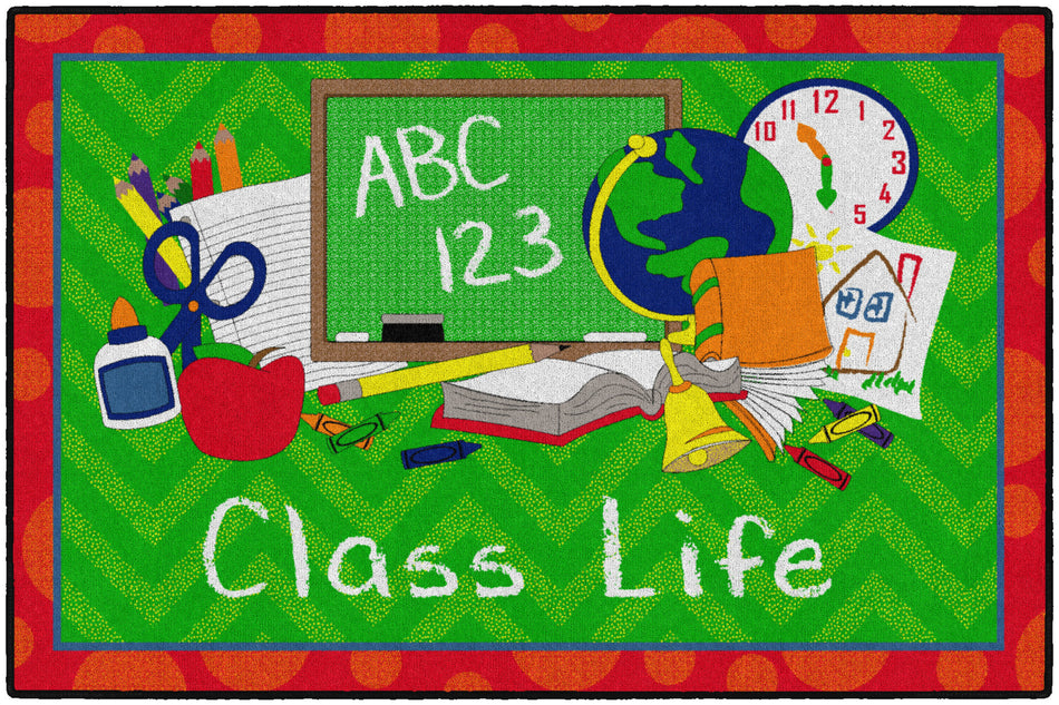 CLASS LIFE - GREEN AND RED RECTANGLE CARPETS 4' x 6'