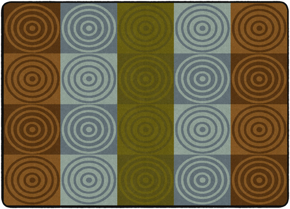 BULLSEYE BLOCKS EARTH TONE RECTANGLE CARPETS 6 X 8'4