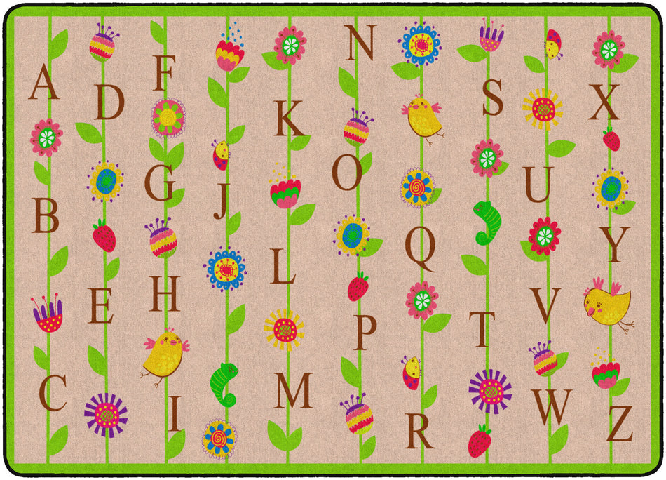 BLOOMING ALPHABET TAN RECTANGLE CARPETS 6'x8'4