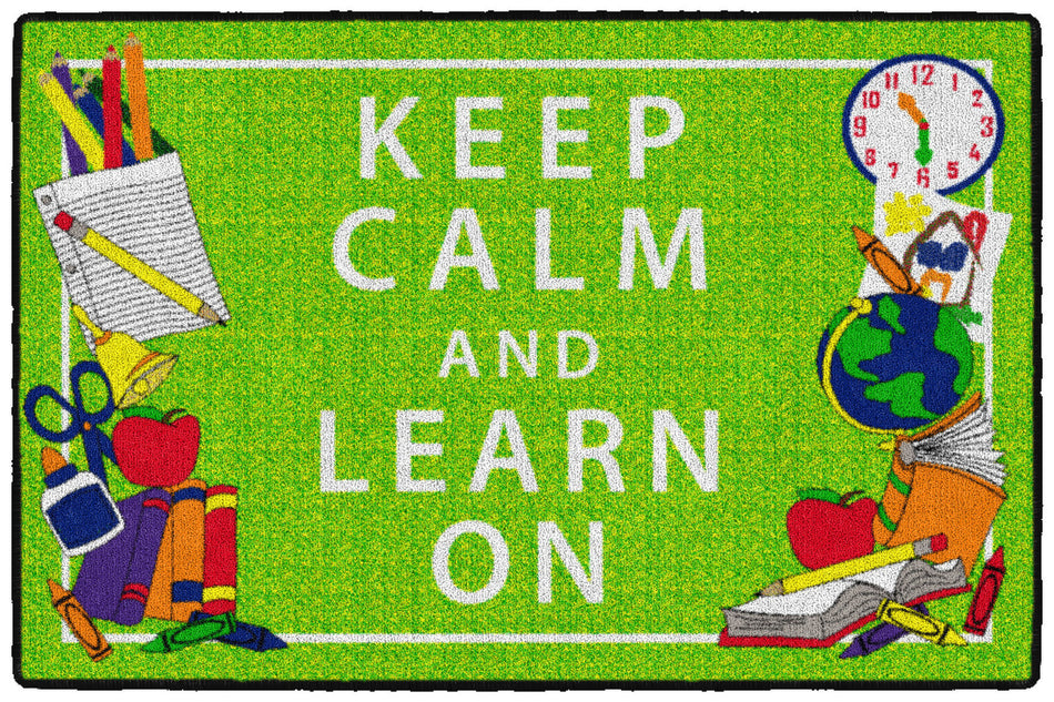 KEEP CALM & LEARN ON - GREEN RECTANGLE CARPETS 2' x 3'