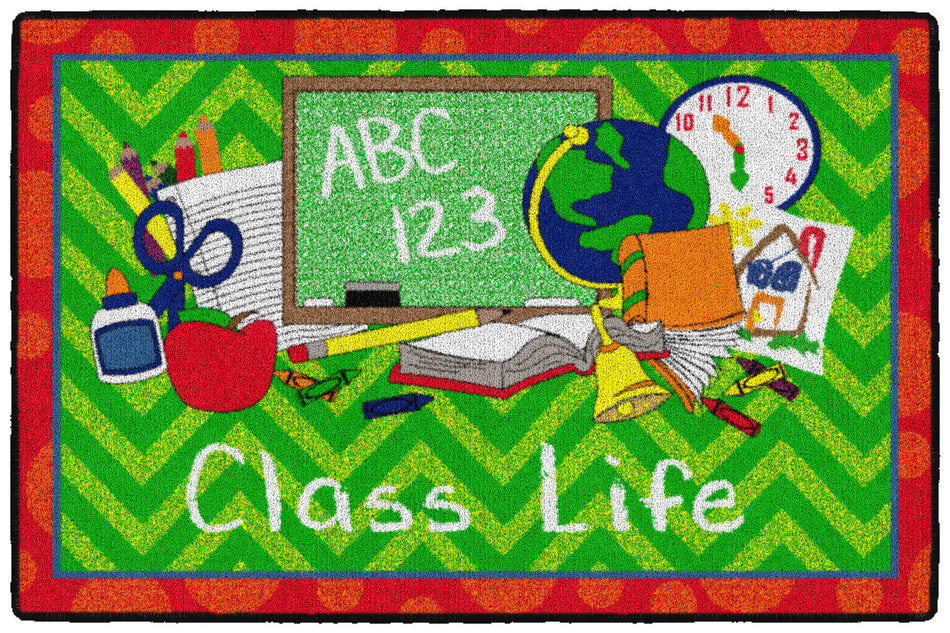 CLASS LIFE - GREEN AND RED RECTANGLE CARPETS 2' x 3'