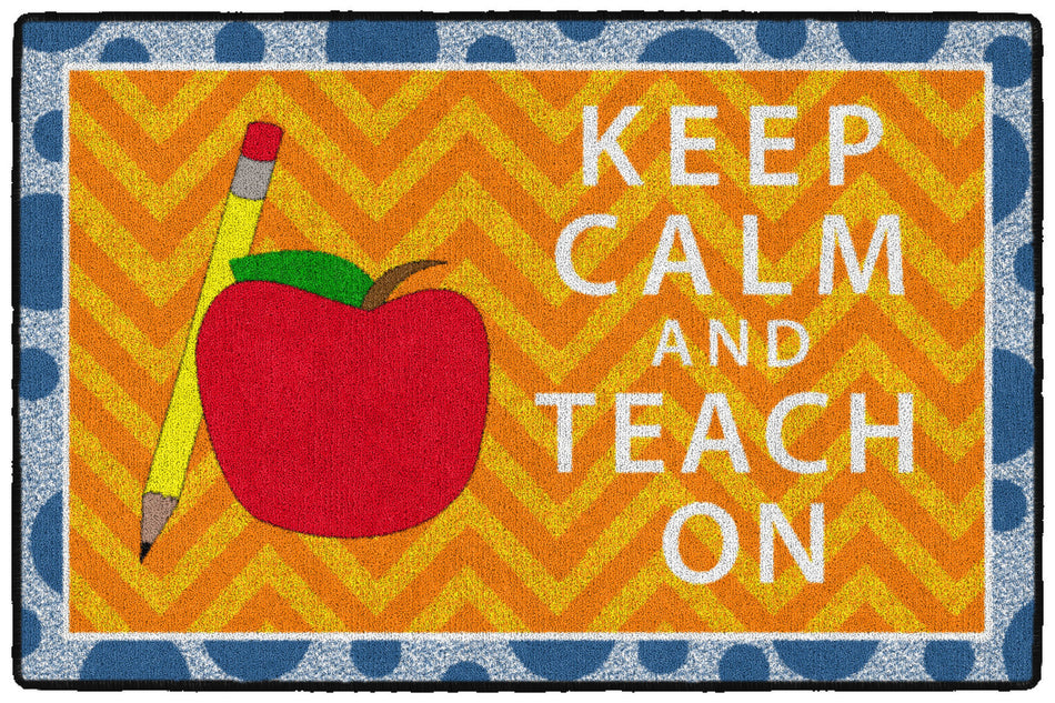 KEEP CALM & TEACH ON - ORANGE & BLUE RECTANGLE CARPETS 2' x 3'