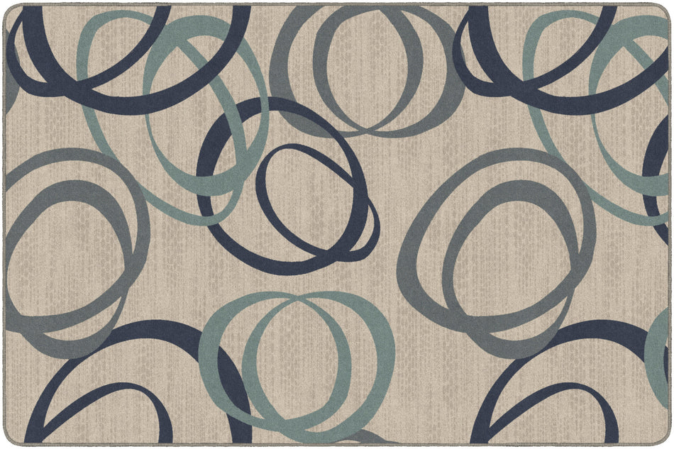 DUO NATURAL/BLUE RECTANGLE CARPETS 6' X 9'