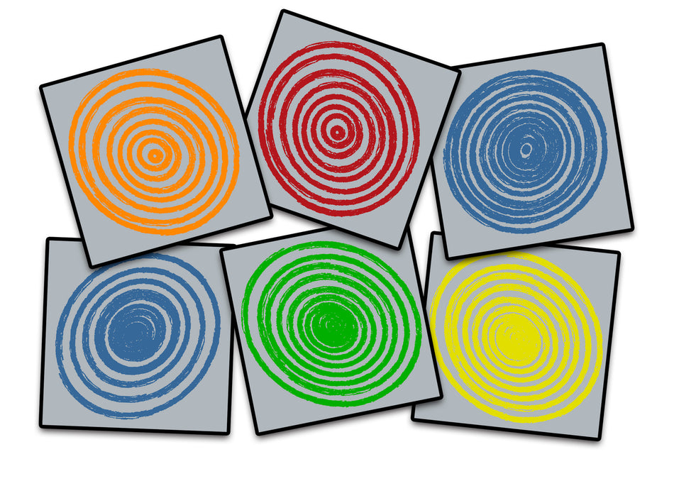 CIRCLES GREY MULTI (SET OF 6) SQUARE CARPETS 15" X 15"