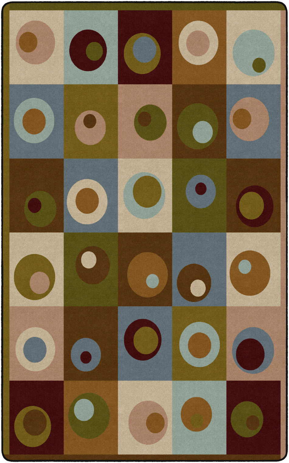 SILLY CIRCLES EARTH TONE RECTANGLE CARPETS 7'6X12