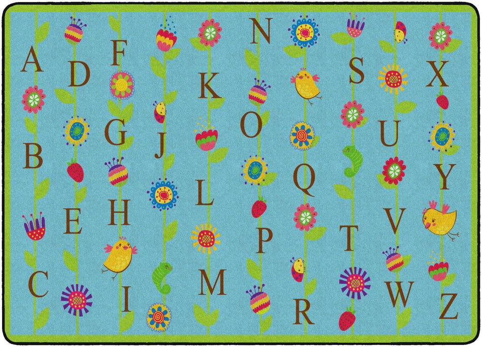 BLOOMING ALPHABET BLUE RECTANGLE CARPETS 6'x8'4