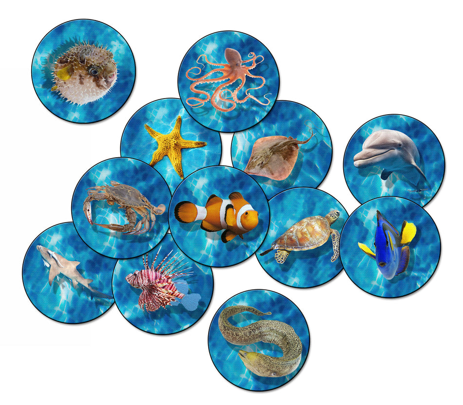 INTO THE SEA SET OF 12 ROUND CARPETS 16"S/12
