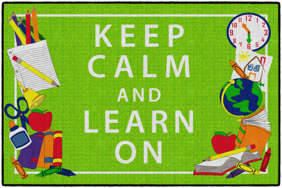 KEEP CALM & LEARN ON - GREEN RECTANGLE CARPETS 4' x 6'