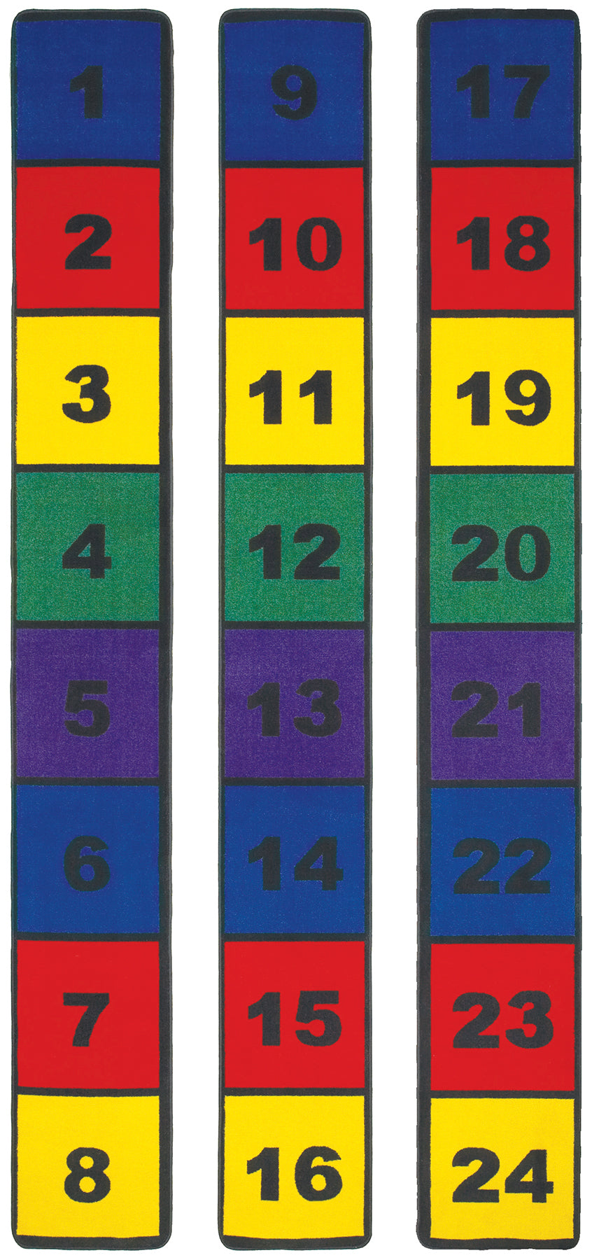 LINE UP (SET) (includes 3 strips, #s 1-8, 9-16, 17-24 RECTANGLE CARPETS 13" x 8"