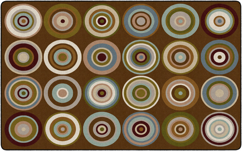 COLOR RINGS EARTH TONE RECTANGLE CARPETS 7'6 x 12'