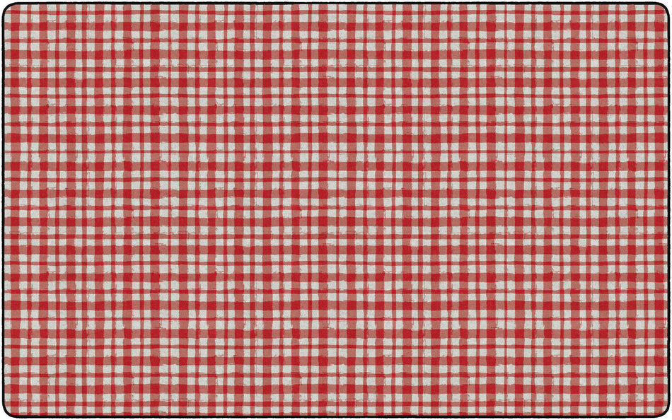 WATERCOLOR GINGHAM RED RECTANGLE CARPETS 7'6" X12'