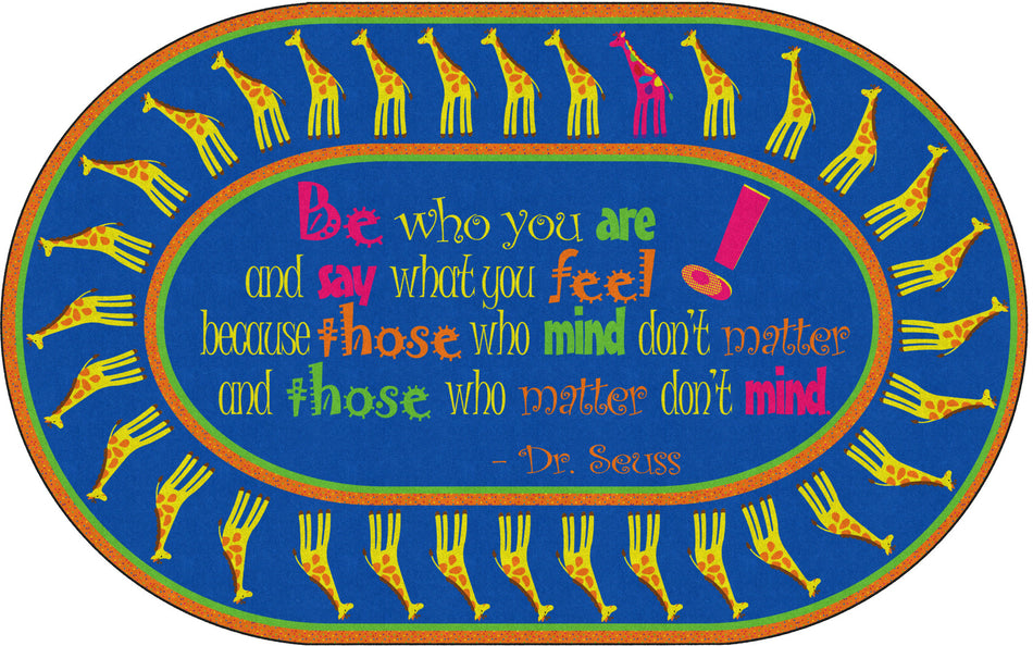 BE YOURSELF QUOTATION OVAL CARPETS 7'6 x 12'