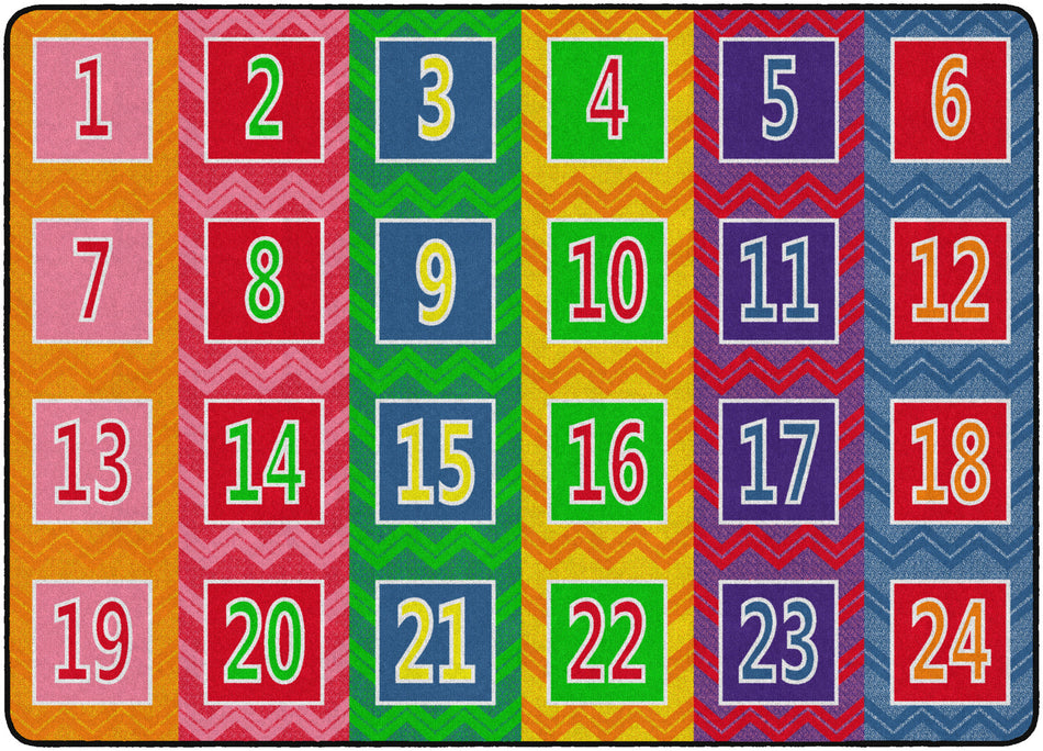 NUMBER CHEVRONS SEATS 24 BRIGHTS RECTANGLE CARPETS 6X8'4