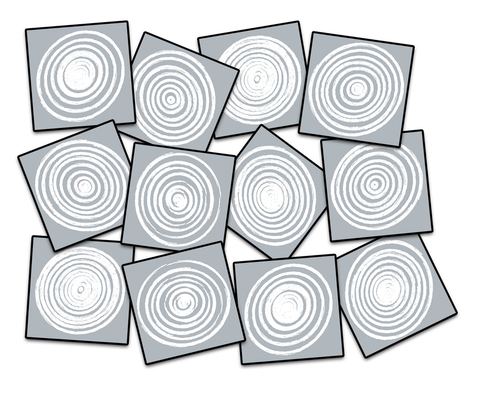 CIRCLES GREY (SET OF 12) SQUARE CARPETS 15" X 15"
