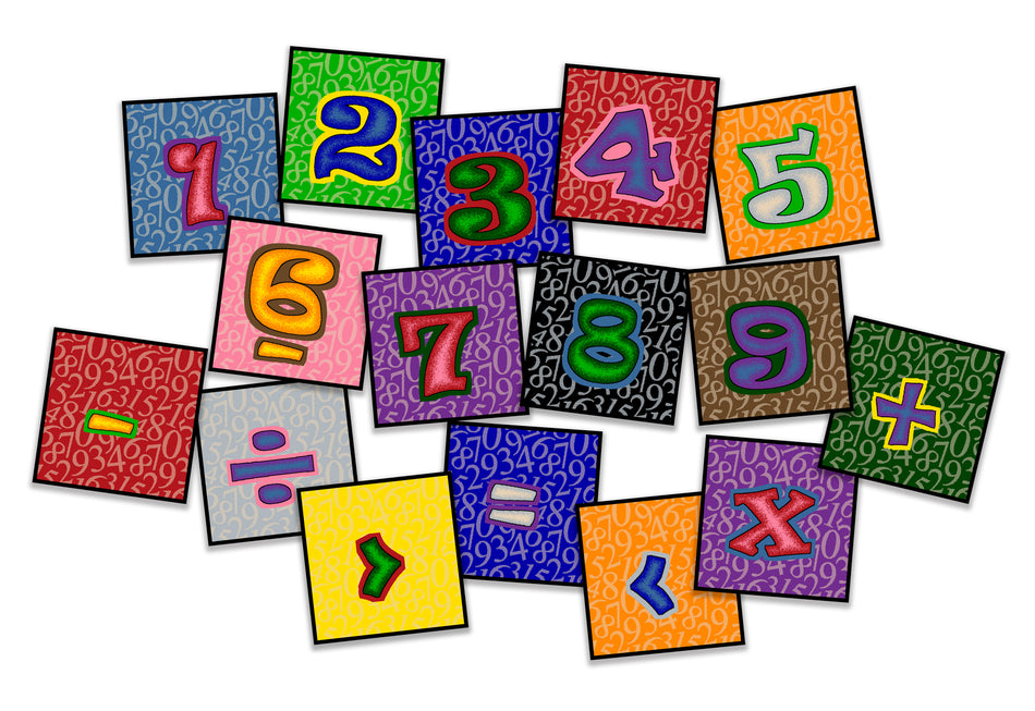 MATHEMATIC SQUARES(SET OF 16) SQUARE CARPETS 16" X 16"