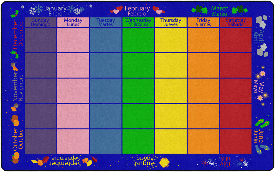 MY MONTHLY CALENDAR BILINGUAL RECTANGLE CARPETS 7'6X12