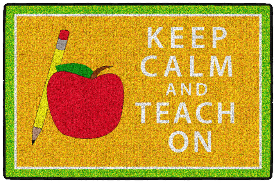 KEEP CALM & TEACH ON - ORANGE & GREEN RECTANGLE CARPETS 2' x 3'