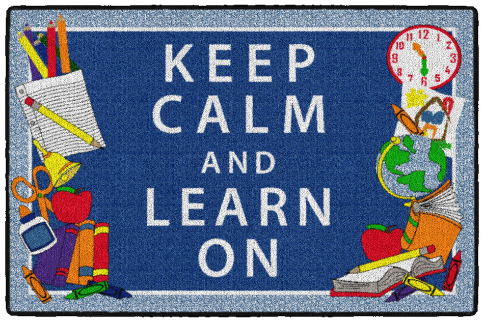 KEEP CALM & LEARN ON - BLUE RECTANGLE CARPETS 2' x 3'