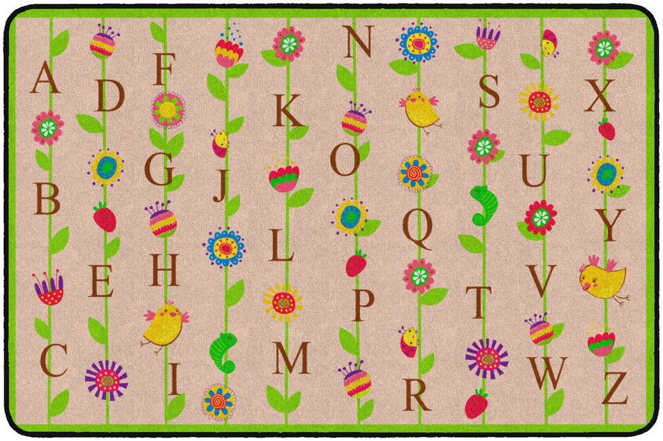 BLOOMING ALPHABET TAN RECTANGLE CARPETS 4' x 6'