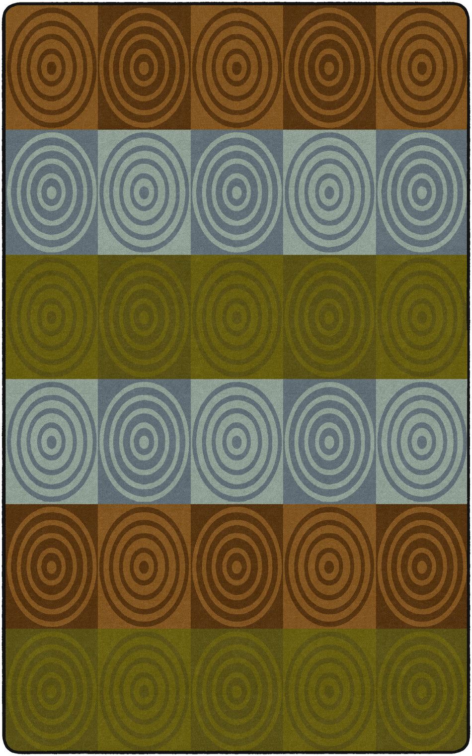 BULLSEYE BLOCKS EARTH TONE RECTANGLE CARPETS 7' 6" x 12'